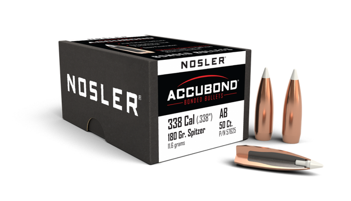 Nosler .338 Diameter 180 Grain Polymer Tip AccuBond 50 Count Bullets