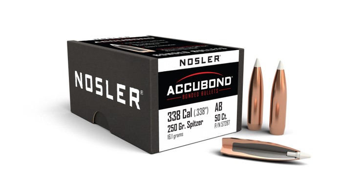 Nosler .338 Diameter 250 Grain Polymer Tip AccuBond 50 Count Bullets