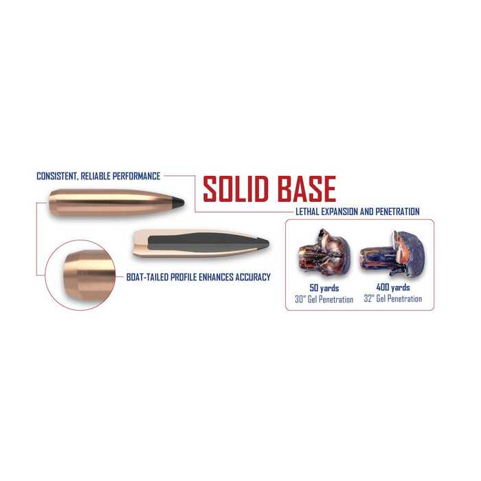 Nosler Ammunition 30-30 Winchester 150 Grain Solid Base Round Nose Boattail 20 Count