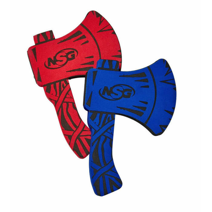 NSG Foam Axe Throwing Two Lightweight Axes with Large Easy Stick Target, Wood/Black/red/Blue Black, Brown