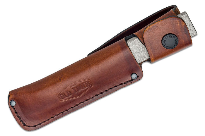 Old Timer Honesteel Knife Sharpener with Leather Sheath Metallic