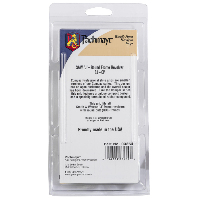 Pachmayr Compac Professional Round Butt Grips S&W 30 J-Frame, 31 J-Frame Rubber Black