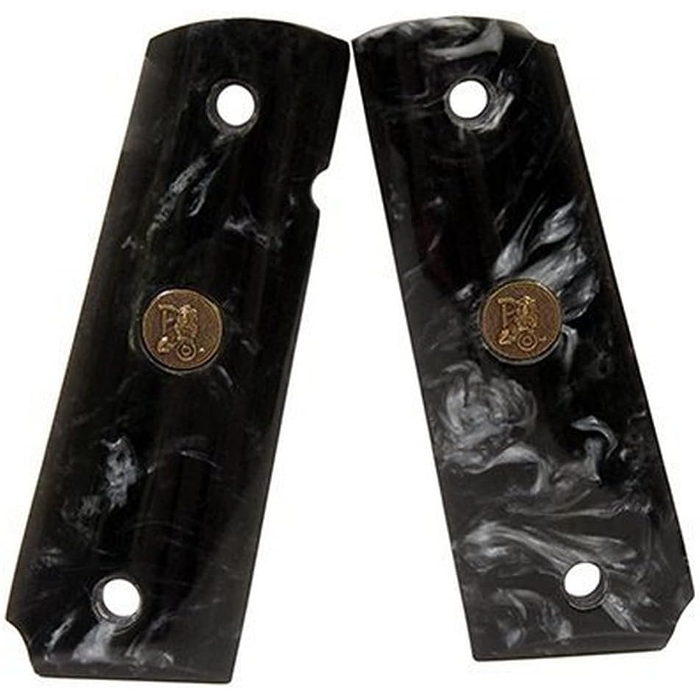 Pachmayr Custom Series Grips 1911 Commander, 1911 Government Brilliant Pearl Black Smooth