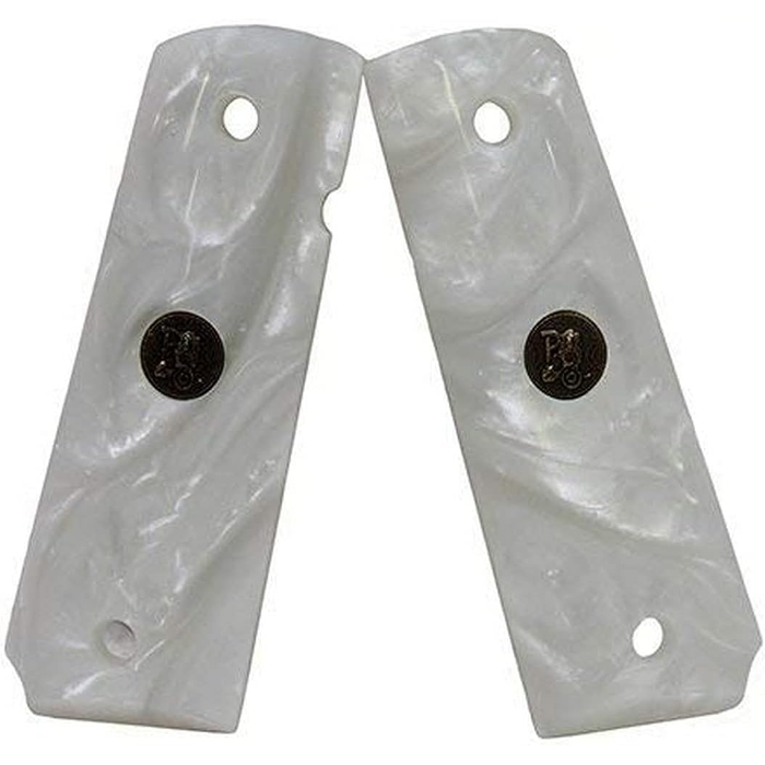 Pachmayr Custom Series Grips 1911 Commander, 1911 Government Brilliant Pearl White Smooth