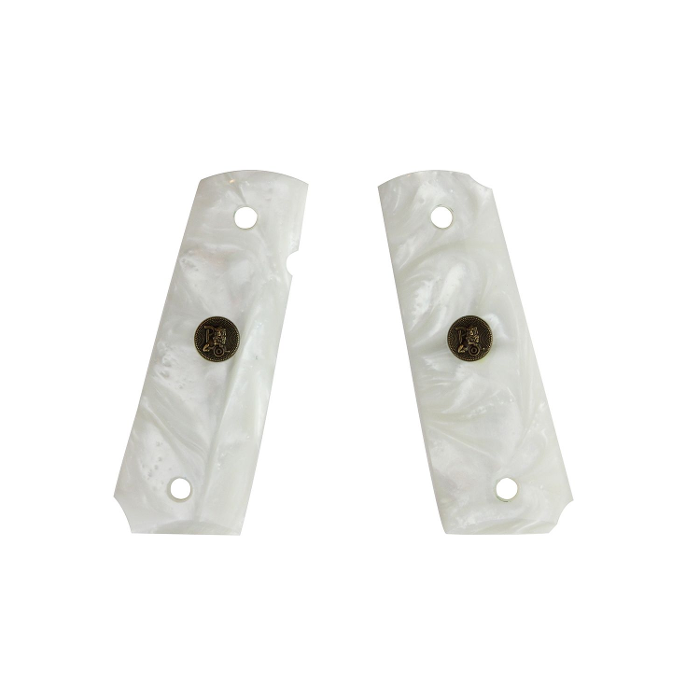 Pachmayr Custom Series Grips 1911 Commander, 1911 Government Brilliant Pearl White Smooth