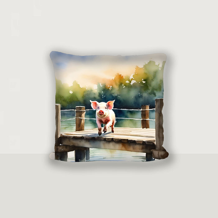 Pig jumping into lake - Pillow