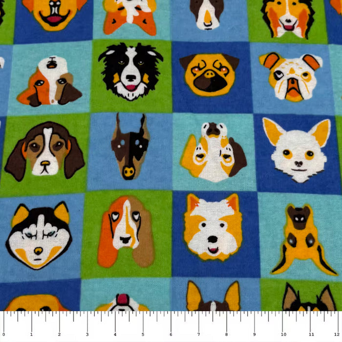 Pillowcase - Blue Dog Grid Flannel