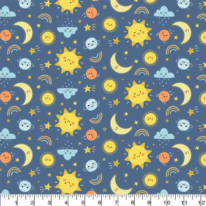 Pillowcase - Sun & Moon Blue Flannel