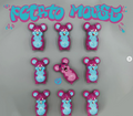 Potato Mouse Resin Blind Bag by POTATO MOUSE features nine vinyl art-toy mice in a 3x3 grid, with one uniquely pink-tinted in the center.