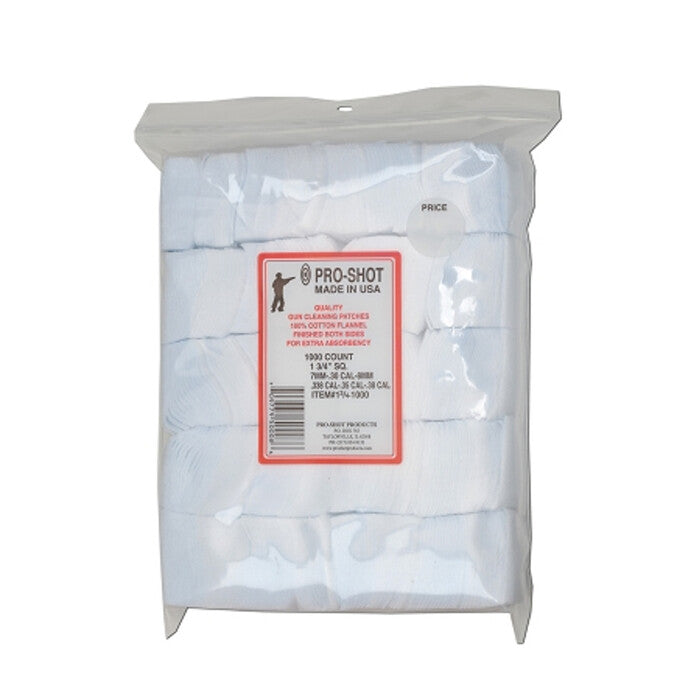Pro-Shot Benchrest Cotton Flannel Cleaning Patches 28 - 38 Caliber 1-3/4" Pack of 1000