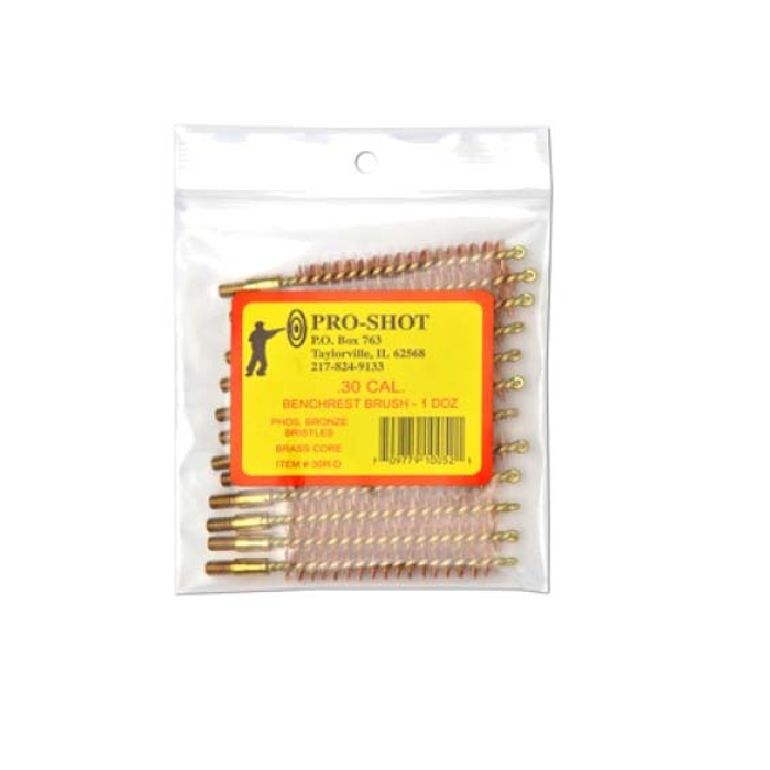 Pro-Shot Bore Brush Brass 30 Caliber 8-32 Thread Pack of 12