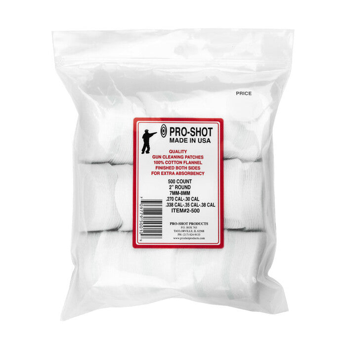 Pro-Shot Cotton Flannel Cleaning Patches 12-16 Gauge 3" Pack of 500