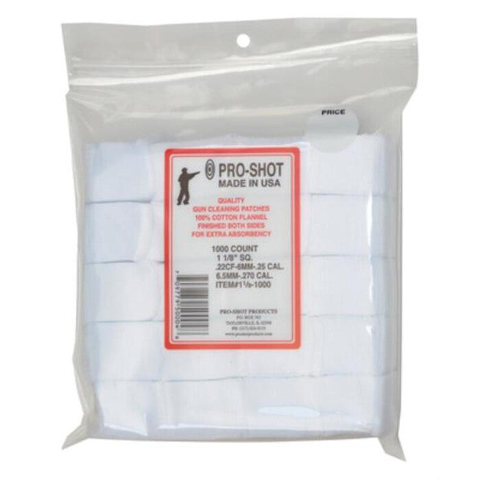Pro-Shot Cotton Flannel Cleaning Patches 22 - 27 Caliber 1-1/8" Pack of 1000
