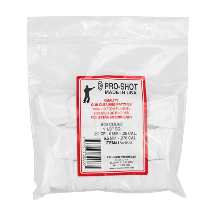 Pro-Shot Cotton Flannel Cleaning Patches 22 - 27 Caliber 1-1/8" Pack of 500