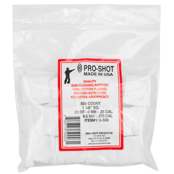 Pro-Shot Cotton Flannel Cleaning Patches 22 - 27 Caliber 1-1/8" Pack of 500