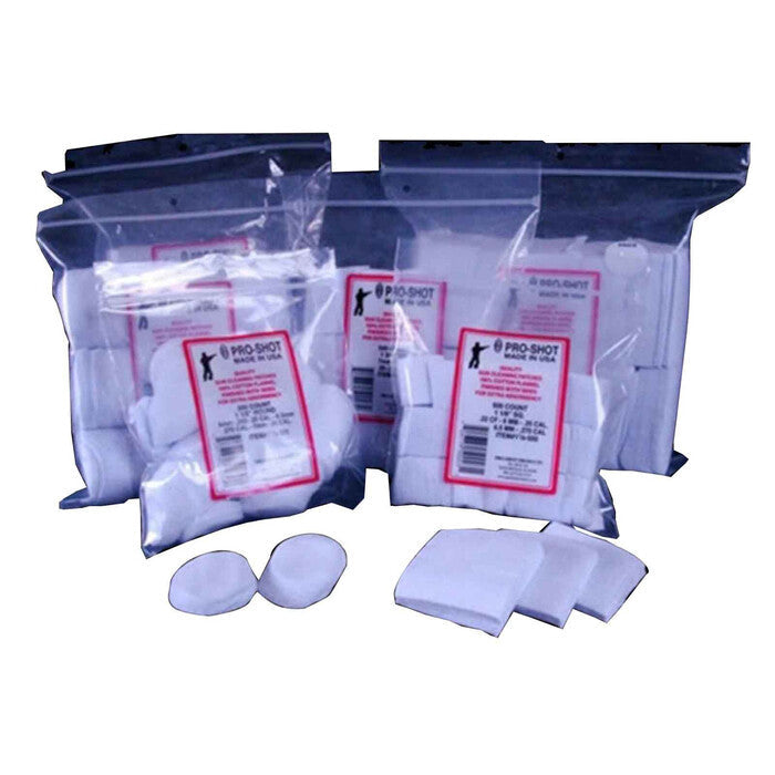 Pro-Shot Cotton Flannel Cleaning Patches 27 - 38 Caliber 2" Pack of 500