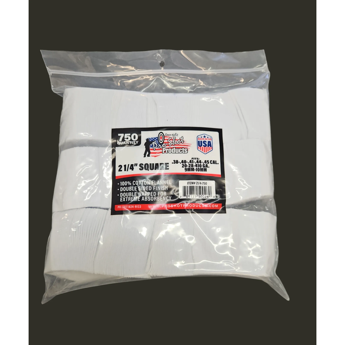 Pro-Shot Cotton Flannel Cleaning Patches 38 - 45 Caliber;20 Gauge - 410 Bore 4" Pack of 750