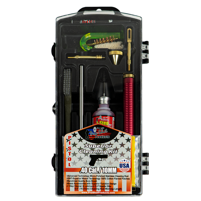 Pro-Shot Pistol Cleaning Kit 40 Caliber, 10mm