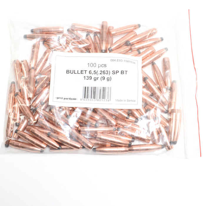 Prvi .263 / 6.5mm 139 Grain Soft Point Boat Tail (100)