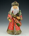 Red and Gold Detailed Russian Santa with Satchel