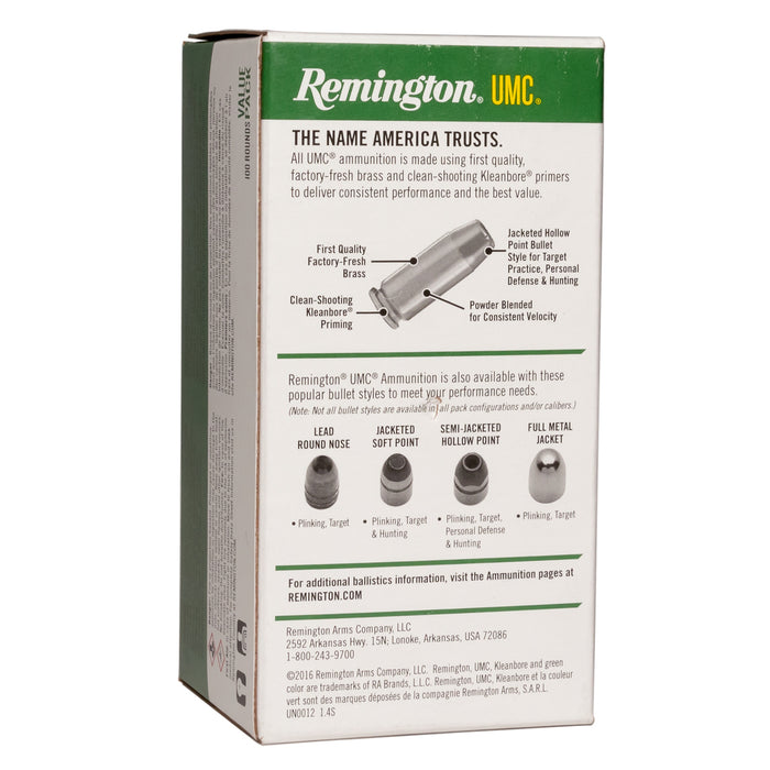 Remington Ammunition 380 ACP 88 Grain Jacketed Hollow Point 100 Count