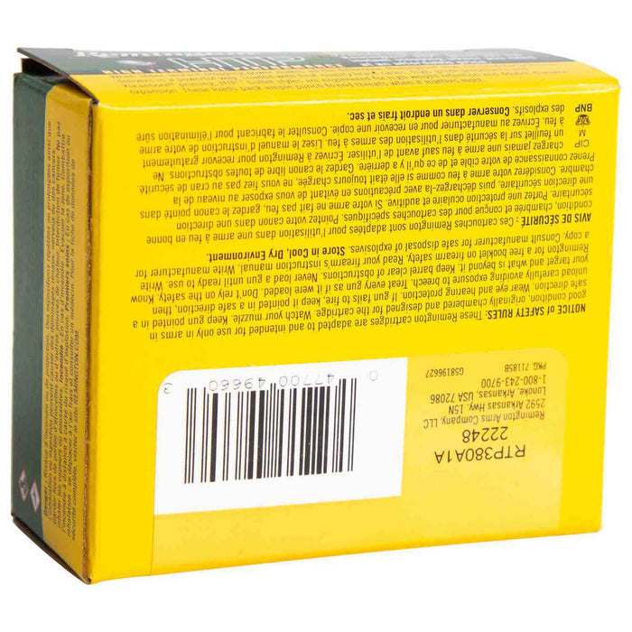 Remington Ammunition 380 ACP 88 Grain Jacketed Hollow Point 20 Count