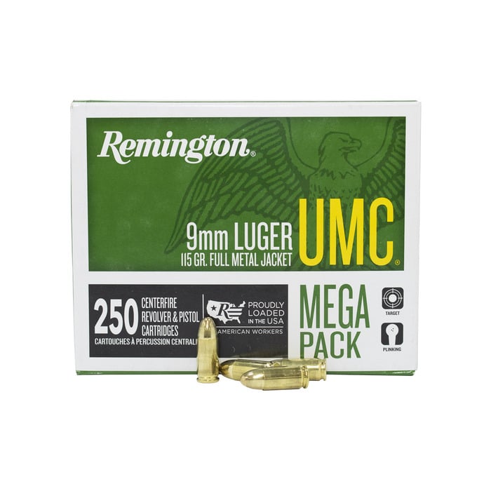 Remington Ammunition 9mm Luger 115 Grain Full Metal Jacket 250 Count
