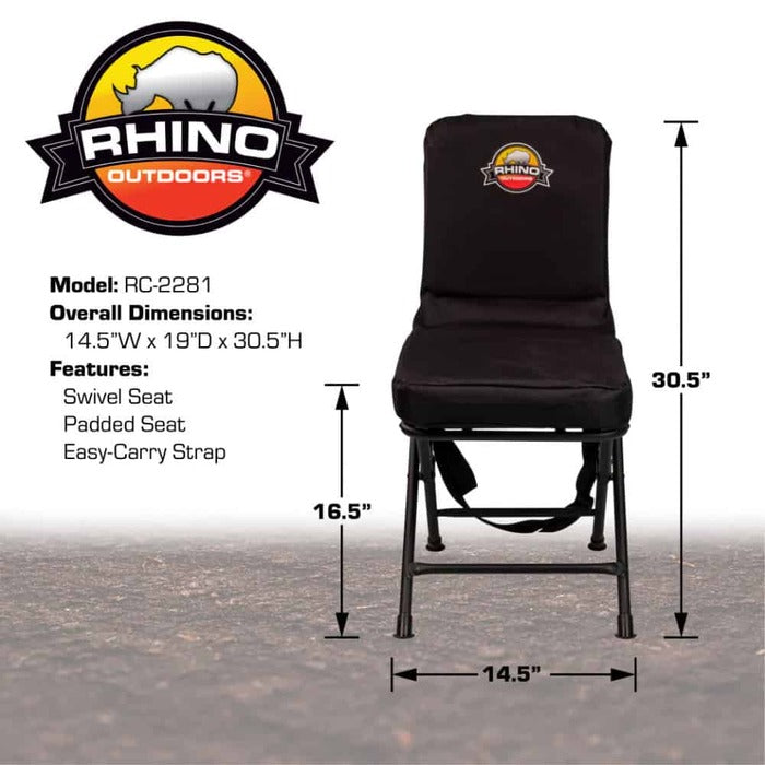 Rhino Outdoors Padded Swivel Hunting Blind Chair Black