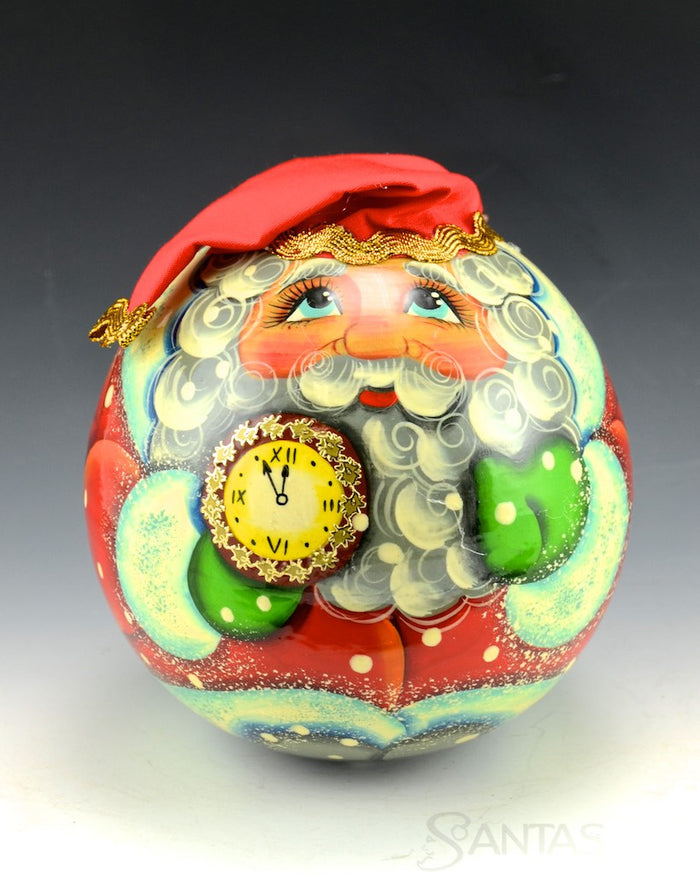 Roly Poly Russian Santa Bell with Hat