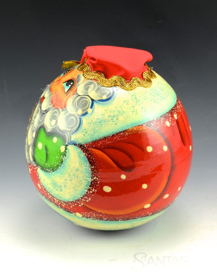 Roly Poly Russian Santa Bell with Hat