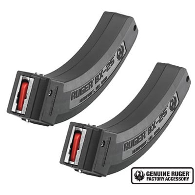 Ruger BX-25 Magazine 10/22, American Rimfire, Precision Rimfire 22 Long Rifle 25 Round Polymer Black Pack of 2