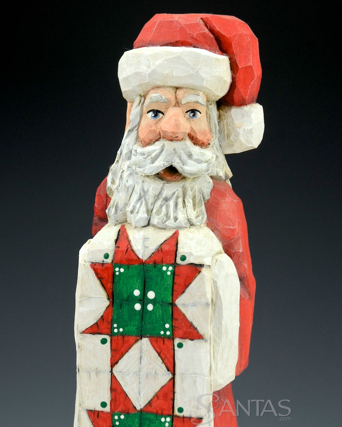 Russell Scott Santa with Quilt and Santa Hat