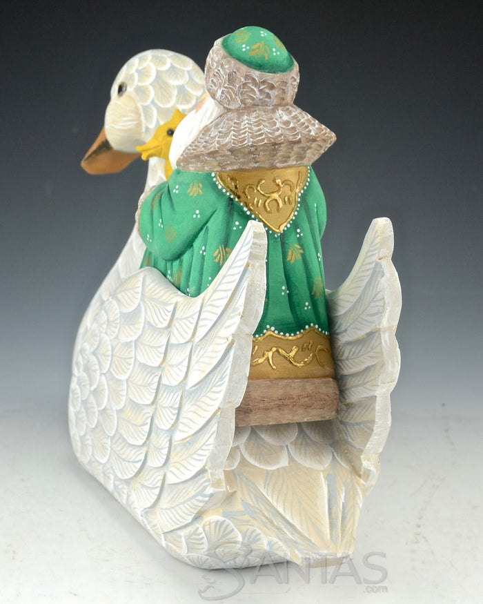Russian Santa Carving and Christmas Swan Secret Box