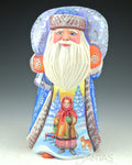 Russian Santa Carving with Girl and cat