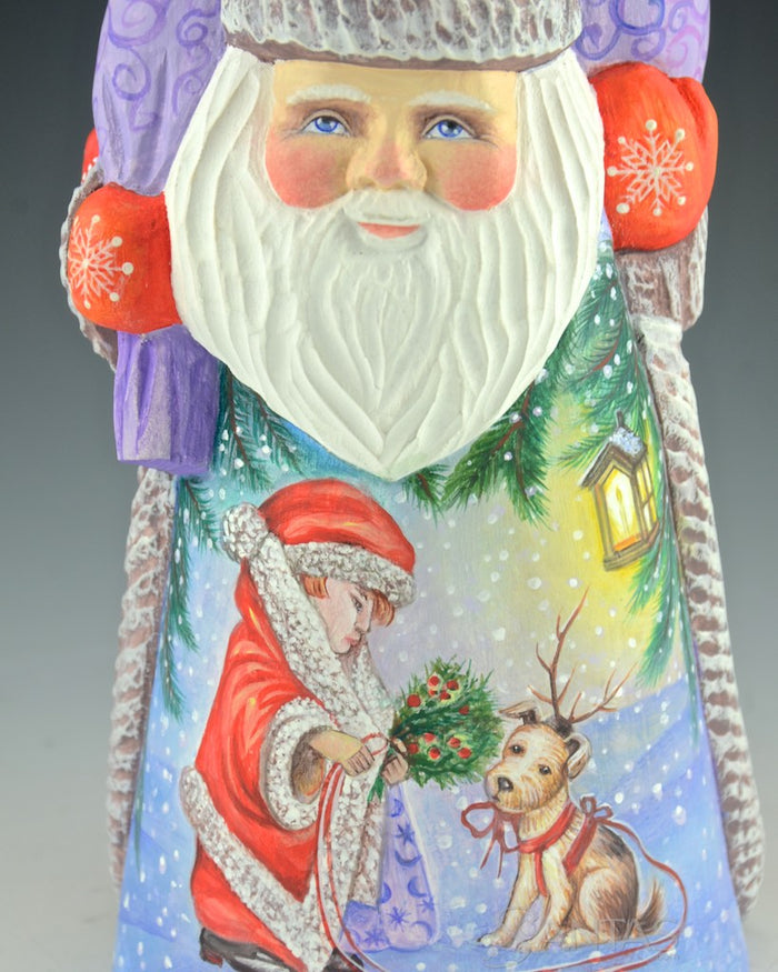 Russian Santa with Child and Dog Scene