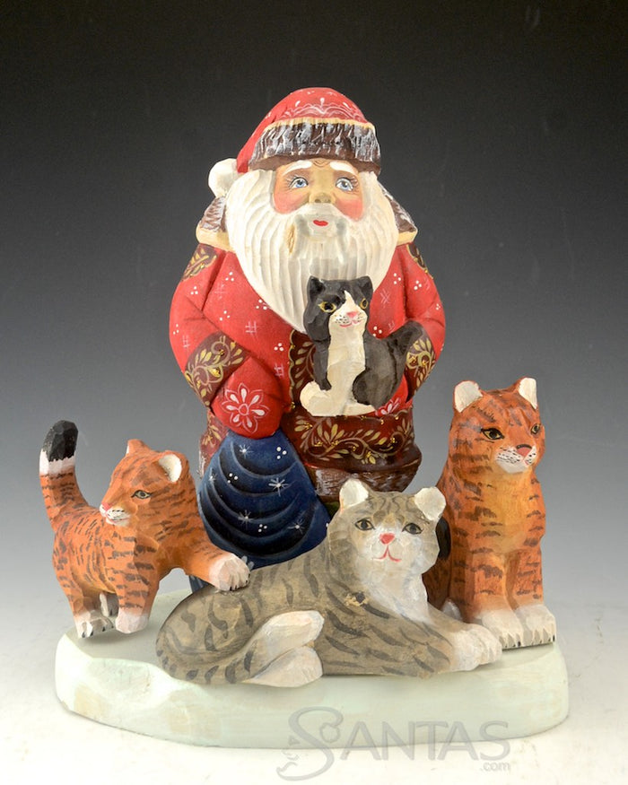Santa Claus with Cats and Kittens