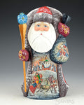 Scenic Russian Santa with Birds on Toy Bag