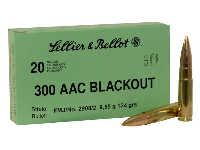 Sellier & Bellot Ammunition 300 AAC Blackout 124 Grain Full Metal Jacket 20 Count