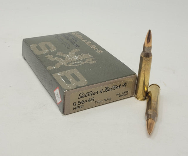 Sellier & Bellot Ammunition 5.56x45mm NATO 77 Grain Jacketed Hollow Point 20 Count