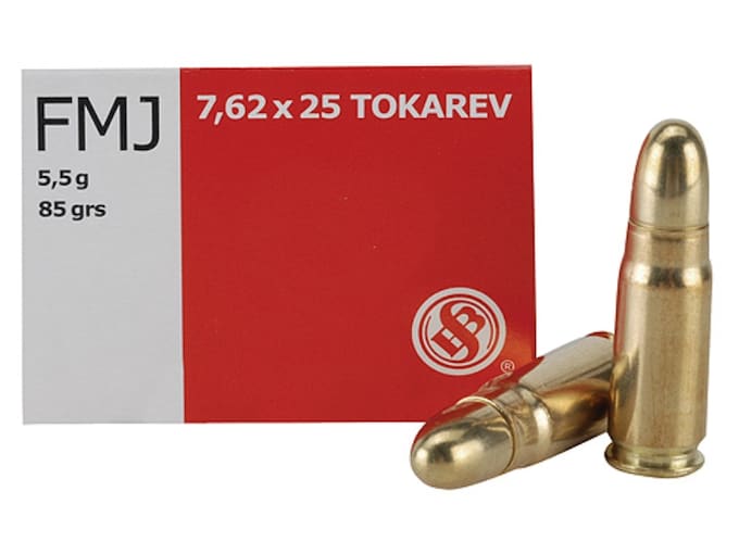 Sellier & Bellot Ammunition 7.62x25mm Tokarev 85 Grain Full Metal Jacket 50 Count