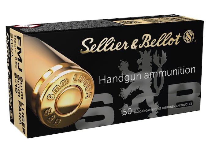 Sellier & Bellot Ammunition 9mm Luger 115 Grain Full Metal Jacket 50 Count