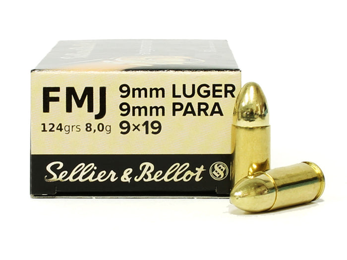 Sellier & Bellot Ammunition 9mm Luger 124 Grain Full Metal Jacket 50 Count