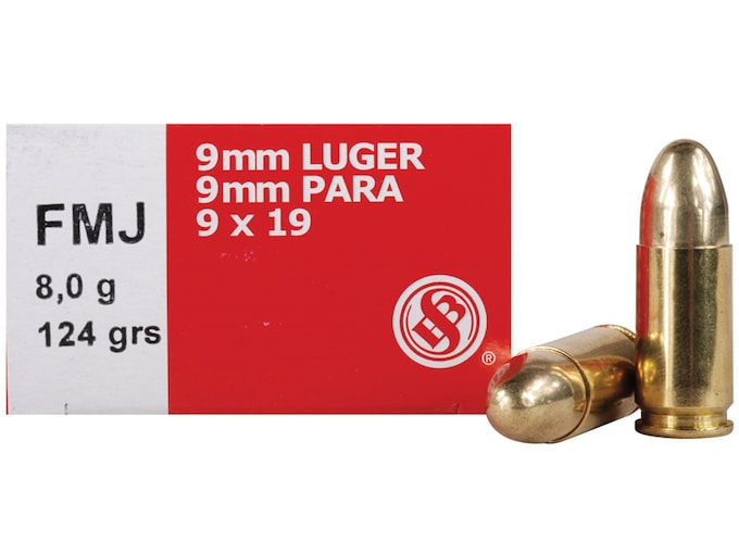 Sellier & Bellot Ammunition 9mm Luger 124 Grain Full Metal Jacket 50 Count