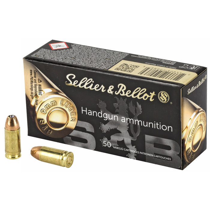 Sellier & Bellot Ammunition 9mm Luger 124 Grain Jacketed Hollow Point 50 Count
