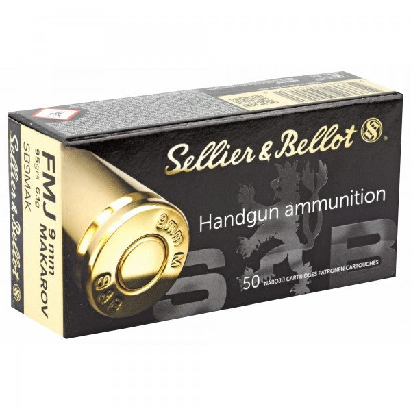 Sellier & Bellot Ammunition 9x18mm (9mm Makarov) 95 Grain Full Metal Jacket 50 Count