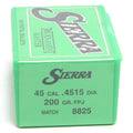 Sierra .4515 / 45 200 Grain Flat Point Jacketed Match (100)