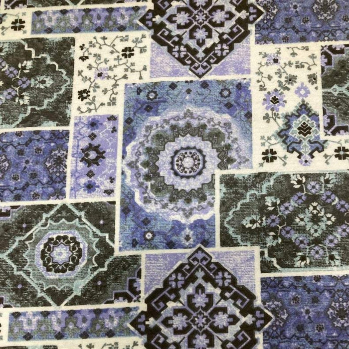 Single Layer Flannel Blanket - Blue Patchwork Flannel