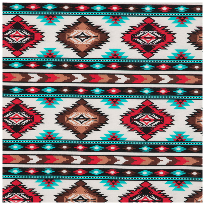 Single Layer Flannel Blanket - Red & Turquoise Southwest Flannel