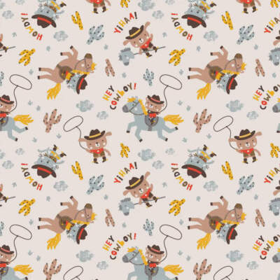 Single Layer Flannel Blanket - Wild West Cowboy Dog Cream Flannel