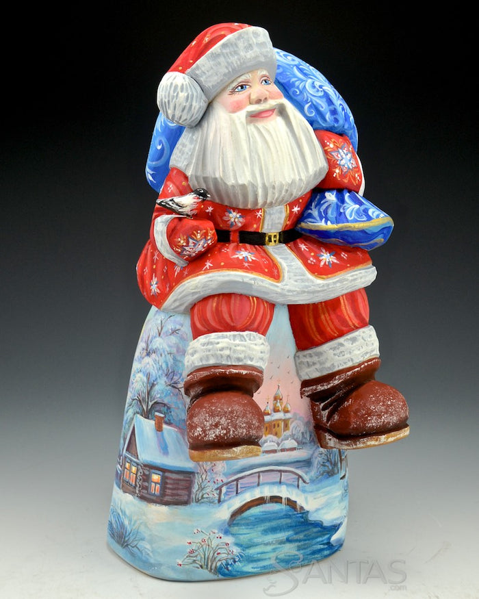 Sitting Russian Santa With Winter Scenes